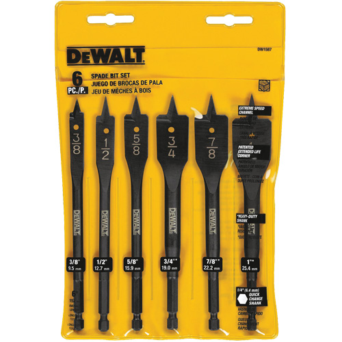 Heavy-Duty Spade Bit Set, 6 Pieces Fastek