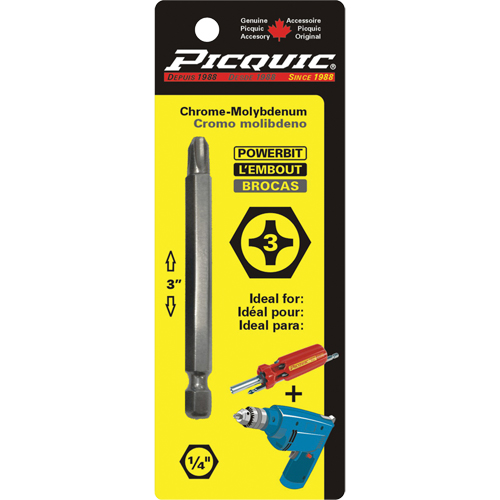 Embout, Phillips, Embout #3, Prise 1/4", Longueur 3" Fastek