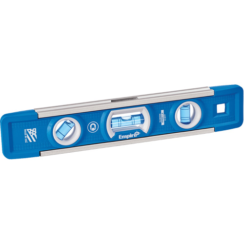 True Blue&reg; Torpedo Level, 9" L, Aluminum, 3 Vials, Magnetic Fastek