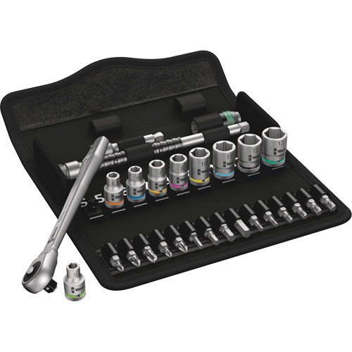 Zyklop Metric Metal Ratchet Set, 28 Pcs, 1/4" Drive Size Fastek