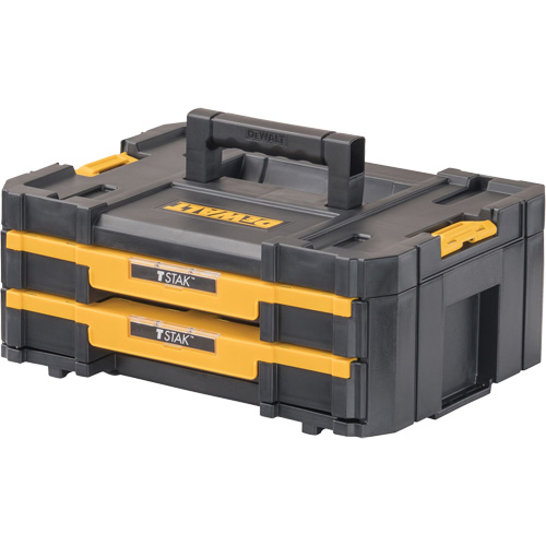 TSTAK&reg; IV Tool Box with Double Shallow Drawers, 16-1/4" x 12-1/4" x 6-3/8", Black Fastek