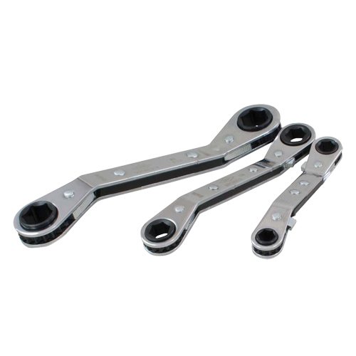 Offset Wrench Set, Ratcheting Box, 3 Pieces, Metric Fastek