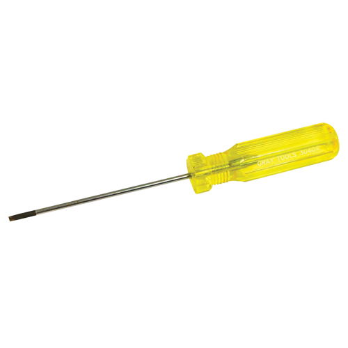 Tournevis &agrave; fente d'&eacute;lectricien, Tige de 1/8", Ronde, 7-1/4" lo, Prise en Plastique Fastek
