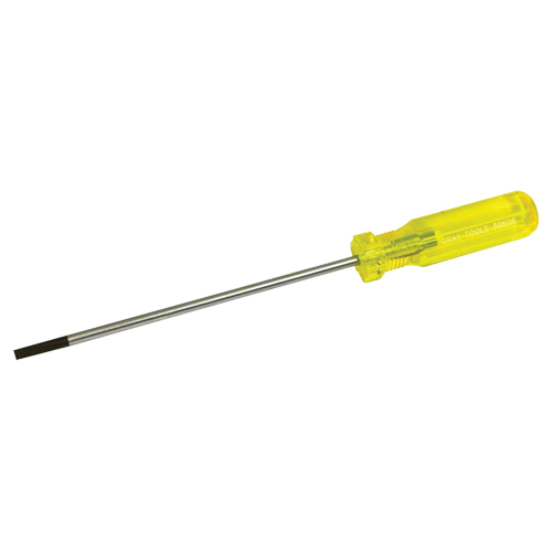 Electrician's Slotted Screwdriver, 3/16" Tip, Round, 9-1/2" L, Plastic Handle Fastek