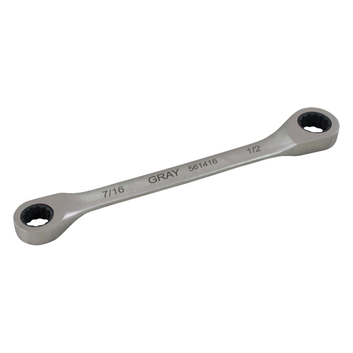 Double Box End Gear Ratcheting Wrench, 12 Point, 5/16" x 3/8", Plain Finish Fastek