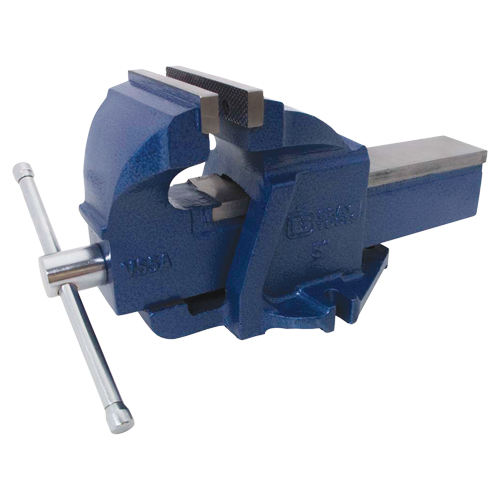 Ductile Iron Mechanics Bench Vise, 5" Jaw Width, 3-3/10" Throat Depth Fastek