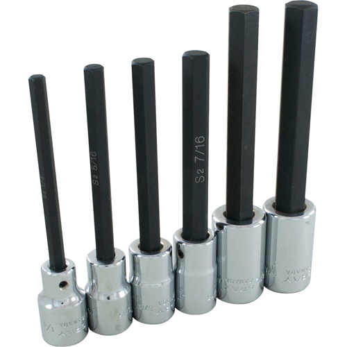 Hex Head Socket Set, Hex, 1/2" Drive, 6 Pcs Fastek