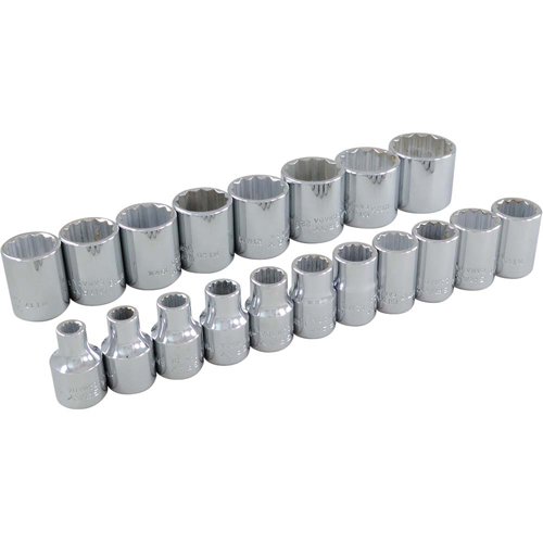 Socket Set, 19 Pcs, 3/8" Drive Size Fastek