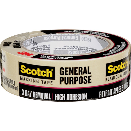 Scotch&reg; Contractor Grade Masking Tape 2020, 36 mm (1-1/2") x 55 m (180'), Beige Fastek