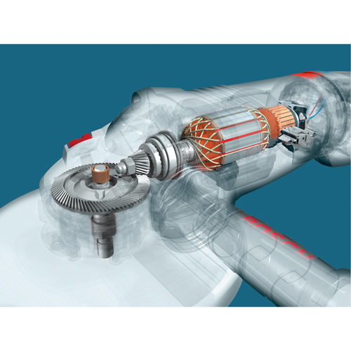 High Performance Large Angle Grinder, 9", 120 V, 15 A, 6500 RPM Fastek