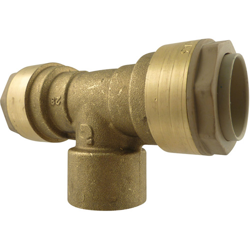 Quickline Air Piping Tee Connect, Brass, 1/2" Fastek
