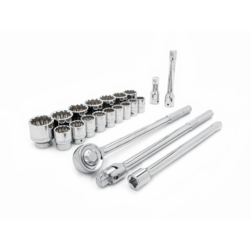 12 Point SAE Sockets Mechanics Tool Set, 21 Pcs, 3/4" Drive Size Fastek