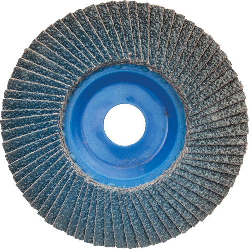 Disque &agrave; lamelles &agrave; grain grossier BlueFire, 5" x 7/8", Type 27, Grain 60, Alumine de zirconium Fastek