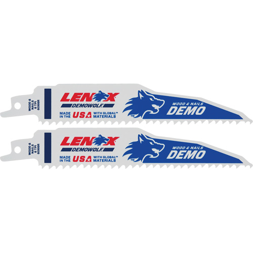 Lame de scie alternative pour d&eacute;molitions, Bim&eacute;tal, 6 Dents par pouce, 6" lo x 1" la Fastek