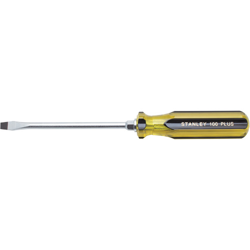 100 PLUS&reg; Standard Slotted Tip Screwdriver, 5/16" Tip, Round, 11" L, Plastic Handle Fastek