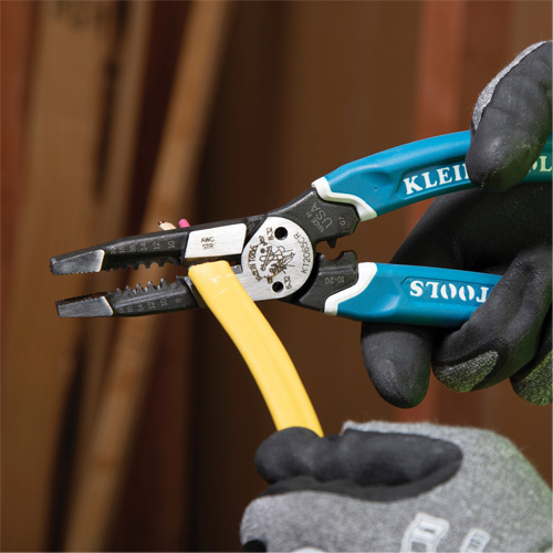 Klein-Kurve&reg; Heavy-Duty Wire Stripper, Cutter & Crimper Multi-Tool, 8-1/4" L, 8 - 20 AWG Fastek