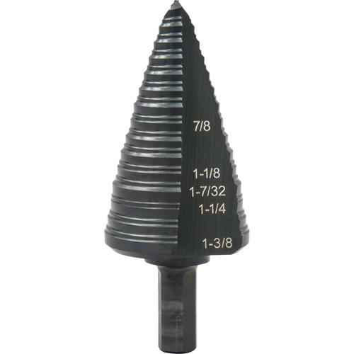 #12 Multi-Hole Step Drill Bit, 7/8" - 1-3/8" , 1/16" Increments, High Speed Steel Fastek