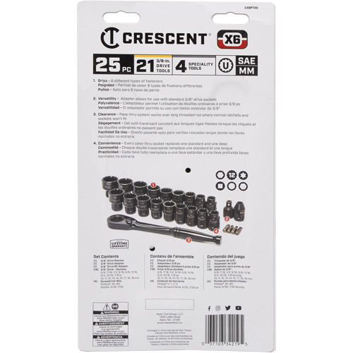 Mechanic's Tool Set, 25 Pcs, 3/8" Drive Size Fastek