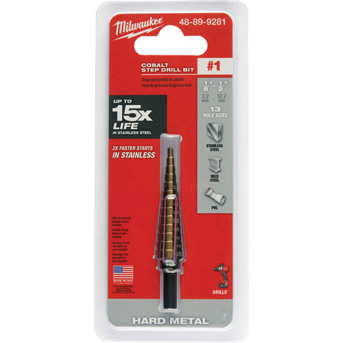 Foret &eacute;tag&eacute;, 1/8"/#1 - #1/1/2", Incr&eacute;ments de 1/32", Acier rapide au cobalt Fastek