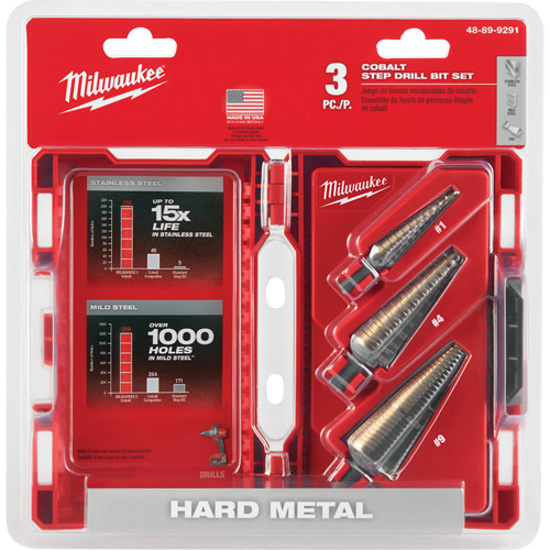 Jeu de forets &eacute;tag&eacute;s, 3 morceaux, Acier rapide au cobalt Fastek