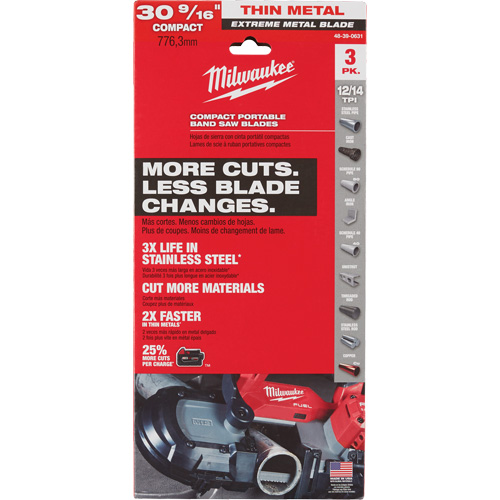 Lames-ruban pour coupes de m&eacute;taux extr&ecirc;mes, Acier rapide, 30-9/16" lo x 1/2" la x &eacute;paisseur 0,02", 12/14 dents par pouce Fastek