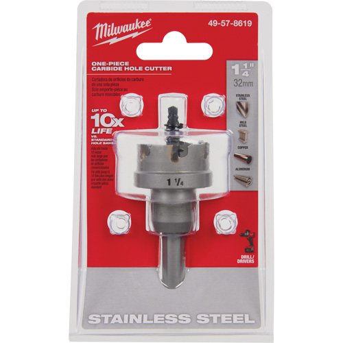 One-Piece Carbide Hole Cutters, 1-1/4", 3/16" Depth of Cut Fastek