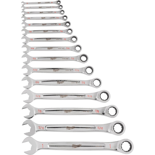 Ratcheting Wrench Set, Combination, 15 Pieces, Imperial Fastek