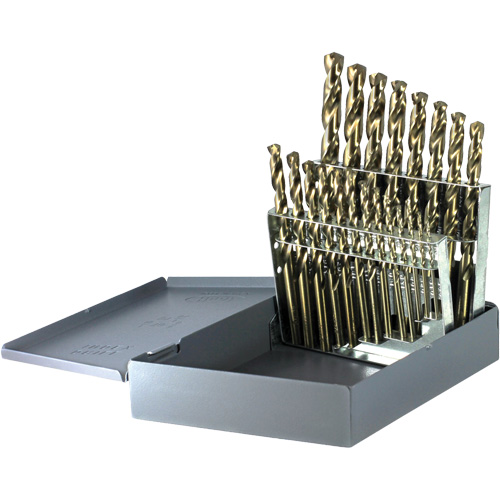 Drillco&reg; Heavy-Duty Jobber Length Drill Bit Set, 21 Pieces, Cobalt Fastek