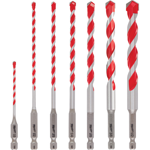Large Shockwave Hammer Drill Bit Kit, 7 Pieces, Carbide Fastek