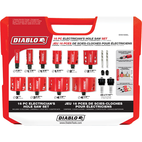 Electrician's Bi-Metal Hole Saw Set, 16 Pieces Fastek