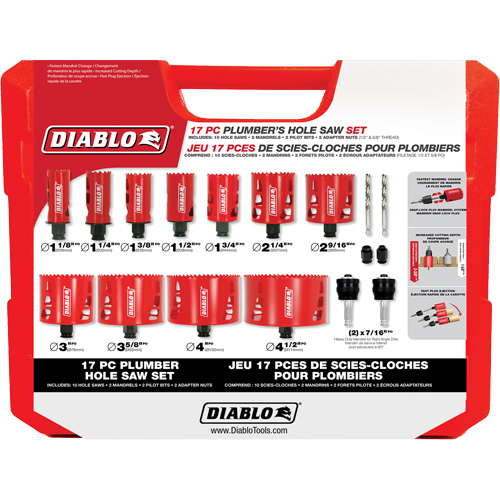 Ensemble de scie-cloche bim&eacute;tallique de plombier, 17 morceaux Fastek