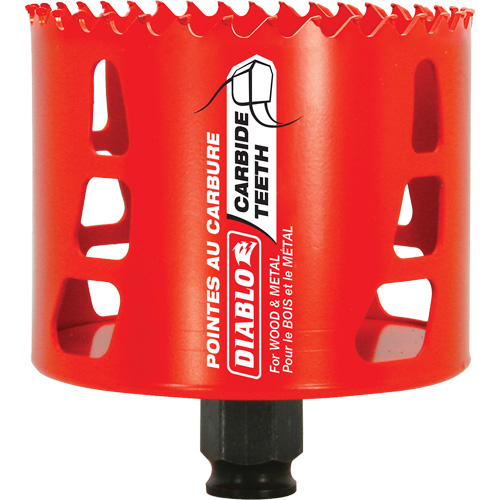 Wood & Metal Hole Saw, 3-1/4", 2-3/8" Depth of Cut, Carbide Fastek