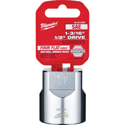 SAE Socket with Four Flat Sides, 1-3/16", 1/2" Drive, 6 Points Fastek