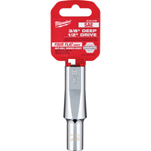 SAE Socket with Four Flat Sides, 3/8", 1/2" Drive, 6 Points, Deep Fastek