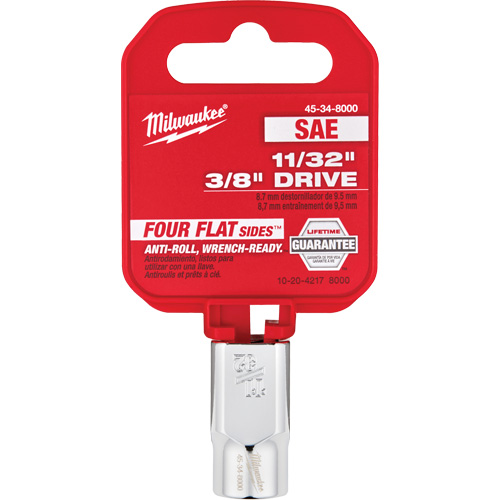 SAE Socket with Four Flat Sides, 11/32", 3/8" Drive, 6 Points Fastek
