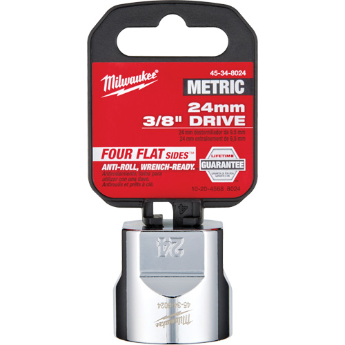 Metric Socket with Four Flat Sides, 24 mm, 3/8" Drive, 6 Points Fastek