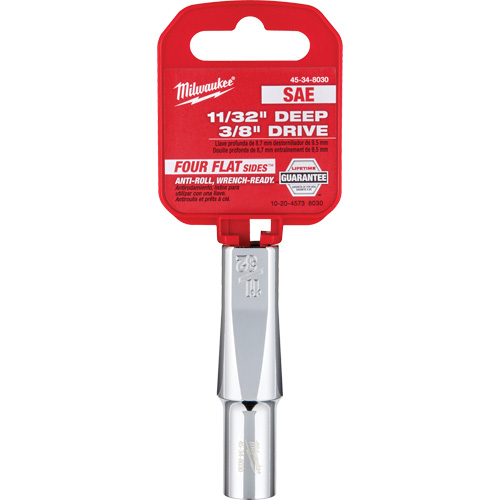 SAE Socket with Four Flat Sides, 11/32", 3/8" Drive, 6 Points, Deep Fastek