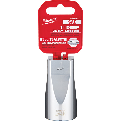 SAE Socket with Four Flat Sides, 1", 3/8" Drive, 6 Points, Deep Fastek