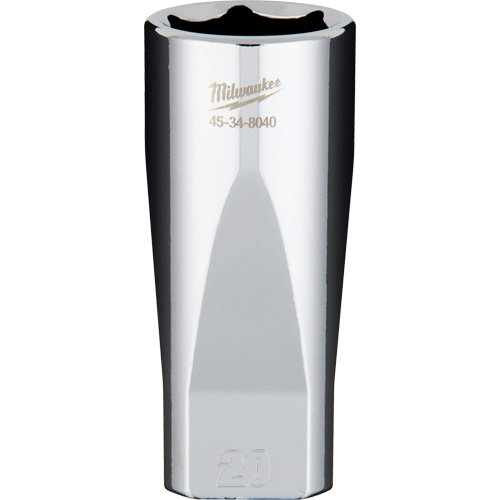 Douille m&eacute;trique avec c&ocirc;t&eacute;s Four Flats, 20 mm, Prise 3/8", 6 pans, Profond Fastek