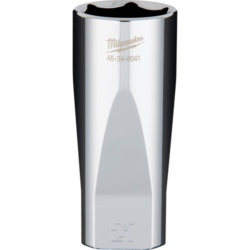 Douille m&eacute;trique avec c&ocirc;t&eacute;s Four Flats, 21 mm, Prise 3/8", 6 pans, Profond Fastek