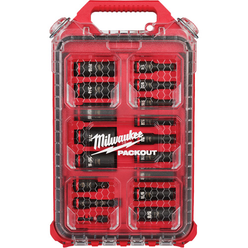 Shockwave Impact Duty Packout SAE Socket Set, 17 Pcs, Impact, 3/8" Drive Size, Deep Fastek