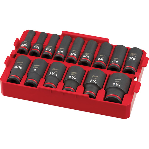 Shockwave Impact Duty Packout SAE Socket Set, 15 Pcs, Impact, 1/2" Drive Size, Deep Fastek