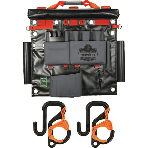 Arsenal 5711 Bucket Truck Tool Board with 2" Locking Aerial Bucket Hooks Kit, Nylon, 8 Pockets, Grey Fastek