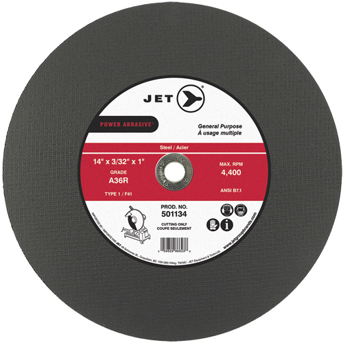 A36R Power Abrasive Cut-Off Wheel, 14" x 3/32", 1" Arbor, Type 1, 4400 RPM Fastek