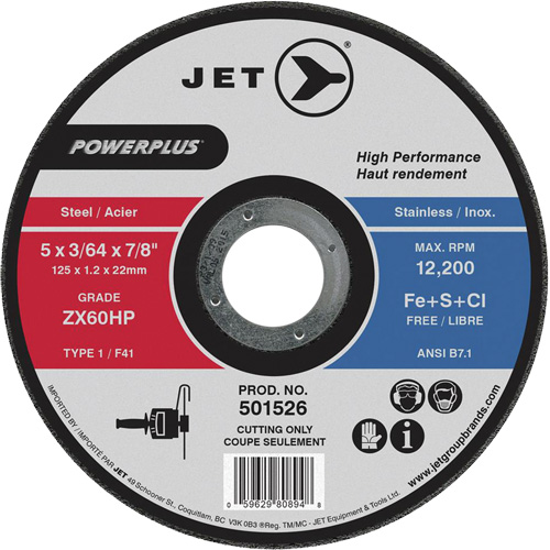 ZX46HP PowerPlus Cut-Off Wheel, 7" x 1/16", 7/8" Arbor, Type 1, 8500 RPM Fastek
