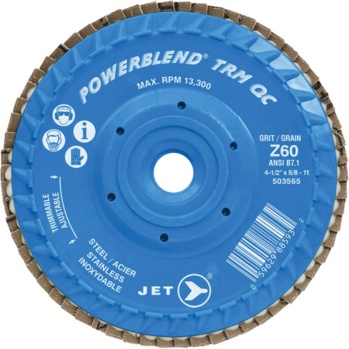 PowerBlend TRM QC Trimmable Flap Disc, 4-1/2" x 5/8"-11, Type 27, Z60 Grit, Zirconia Alumina Fastek