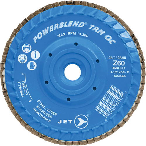 PowerBlend TRM QC Trimmable Flap Disc, 5" x 5/8"-11, Type 27, Z60 Grit, Zirconia Alumina Fastek
