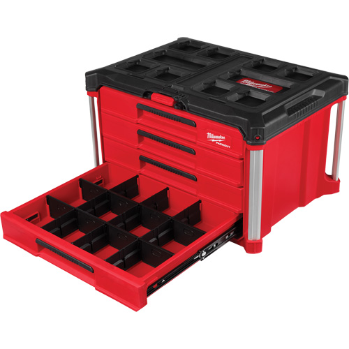 Boîte &agrave; outils avec 4 tiroirs PackOut, 16-3/10" x 22-1/5" x 14-3/10", Rouge Fastek