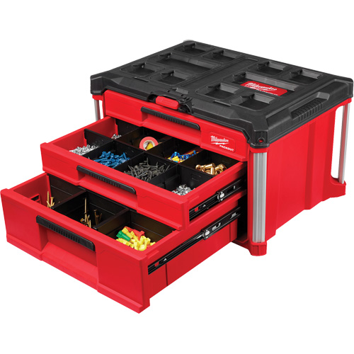 Boîte &agrave; outils avec 3 tiroirs PackOut, 16-3/10" x 22-1/5" x 14-3/10", Rouge Fastek