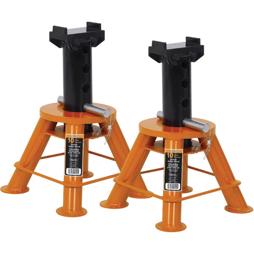 Low Profile Jack Stands, Locking Pin, 10 Tons Capacity, 17-1/3" - 11-1/8" H Fastek